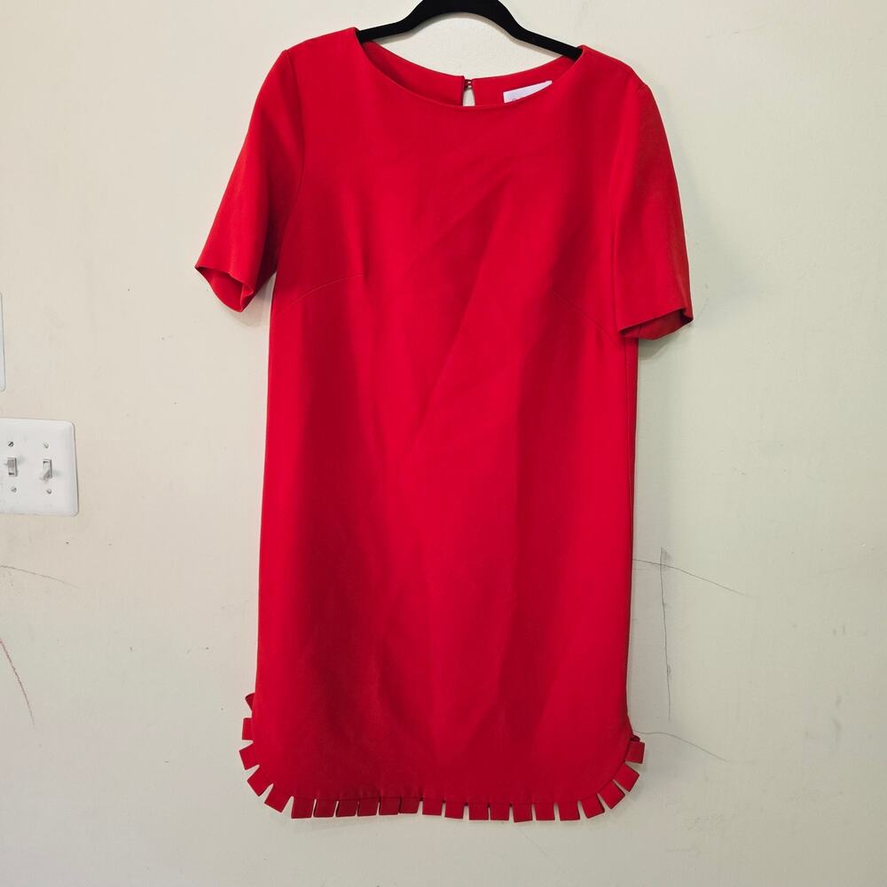 Osman Red Shift Mini Short Sleeves Crepe Dress Women's Size 6